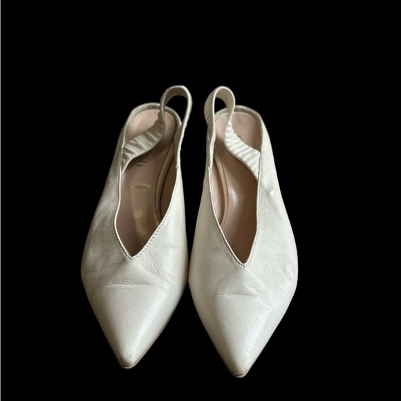 Minelli White Leather Slingback Heels - Picture 2 of 6